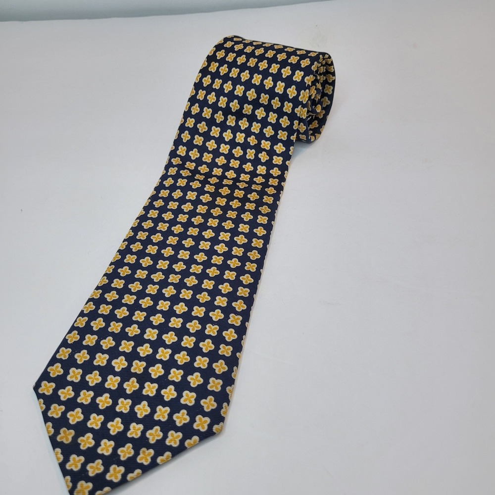 Brooks Brothers Makers Navy Blue Floral Silk‎ Necktie Mens Business Casual Work